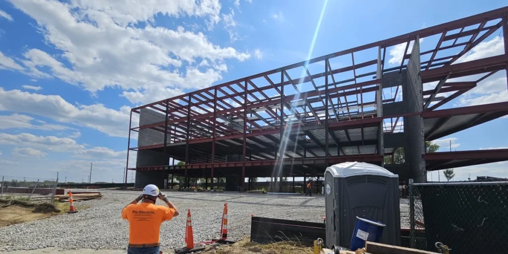 Hy-Electric commercial construction project with steel frame in Lincoln NE